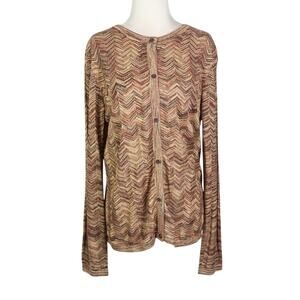 Missoni for Target Brown Gold Metallic Zigzag Chevron Cardigan Sweater L
